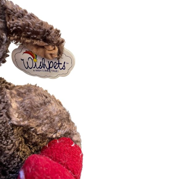 Wishpets Plush Moose Brown wearing Holiday Christmas Scarf - Picture 3 of 7